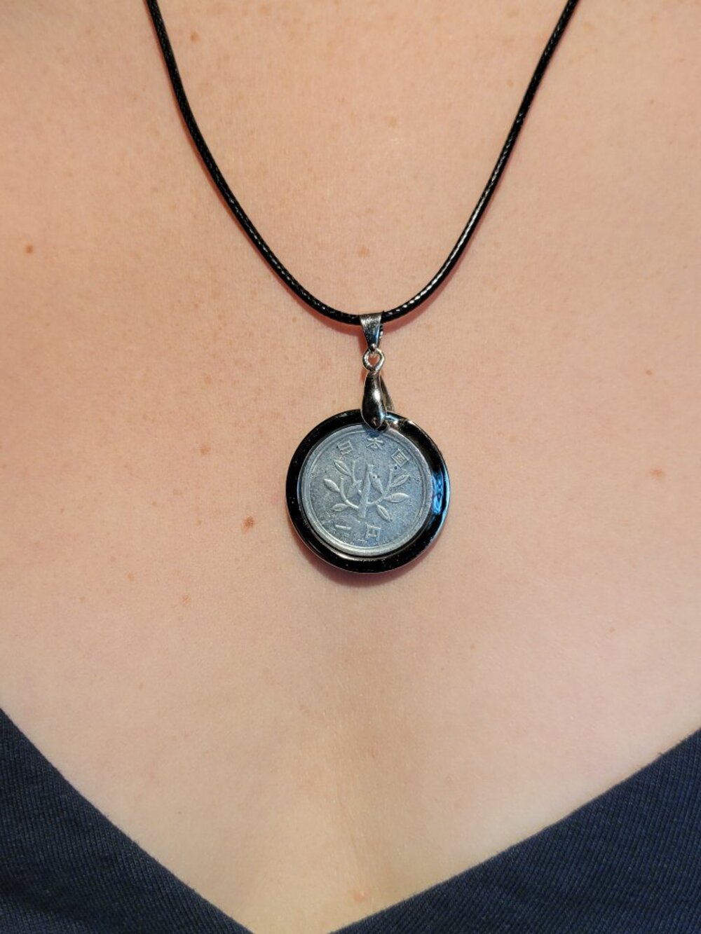 1975 Japanese 1 Yen Coin Pendant - Handcrafted Vintage Coin Resin Necklace